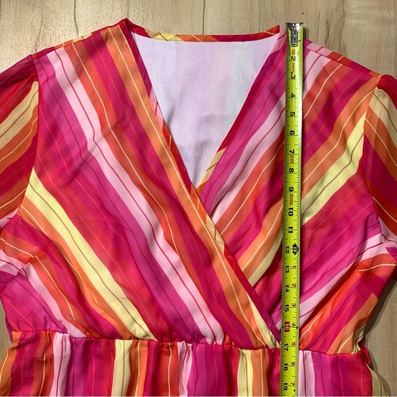 Curvy Maxi Stripe Dress -Red, Pink, Yellow Size 3XL - Picture 6 of 8